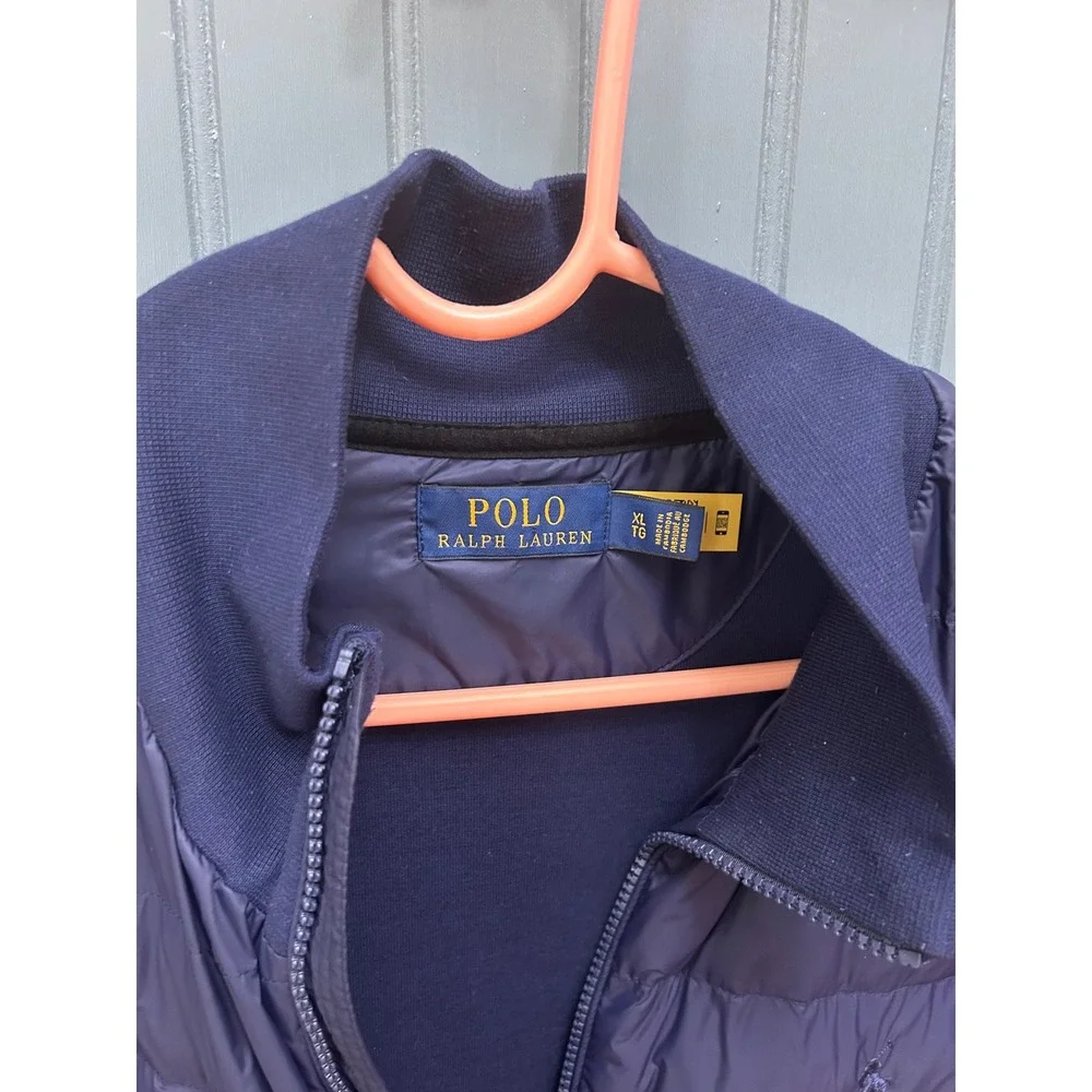 Polo Ralph Lauren Mens Navy Blue Hybrid Quilted Puffer Vest XL Full Zip Knit